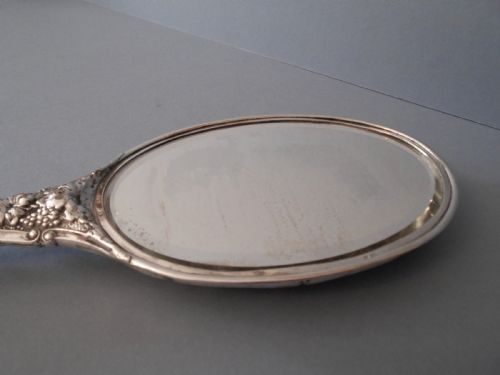 ANTIQUE SOLID SILVER HAND MIRROR 1902 - ADDITIONAL PHOTO 6