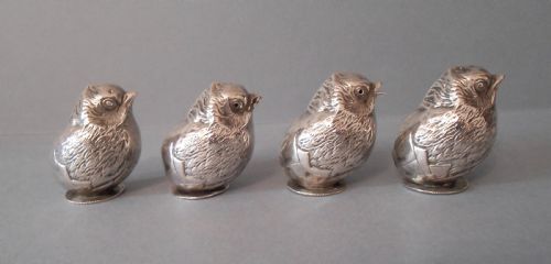 FOUR SOLID SILVER SALTS PEPPERS SAMPSON MORDAN - ADDITIONAL PHOTO 2