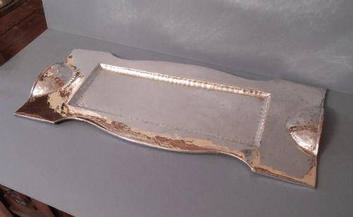 LARGE STYLISED ARTS CRAFTS SILVER PLATED TRAY - ADDITIONAL PHOTO 3