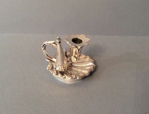 ANTIQUE SOLID SILVER VICTORIAN CHAMBER STICK 1841 - ADDITIONAL PHOTO 3