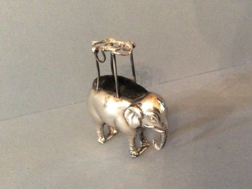 ANTIQUE SILVER ELEPHANT HAT PIN STANDCUSHION WITH HOWDAH - ADDITIONAL PHOTO 3