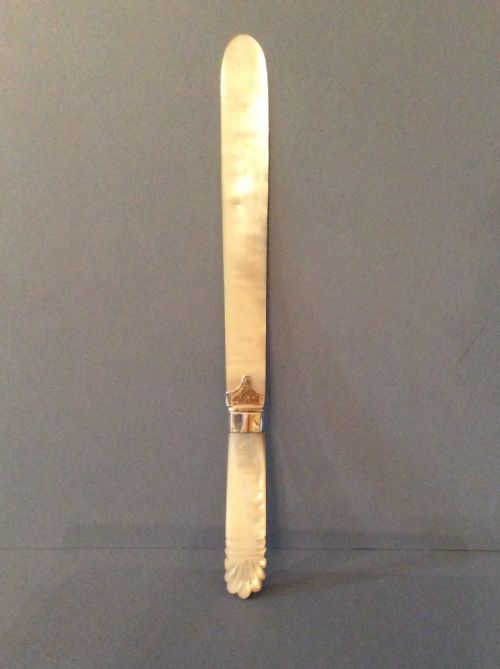antique edwardian silvercollared mother of pearl letter opener - CATEGORY: ANTIQUE SILVER - DATED EDWARDIAN