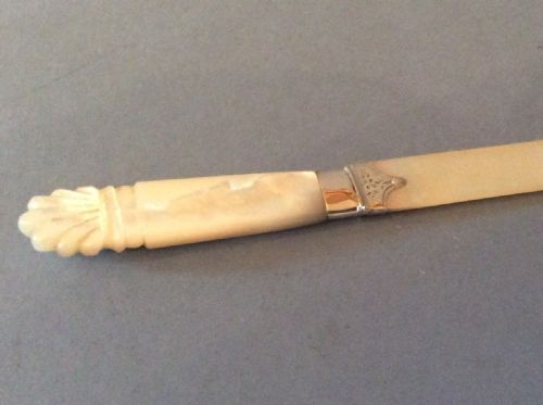 ANTIQUE EDWARDIAN SILVERCOLLARED MOTHER OF PEARL LETTER OPENER - ADDITIONAL PHOTO 1