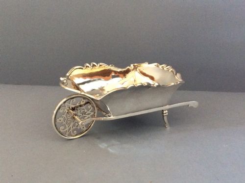 LARGE ANTIQUE EDWARDIAN SOLID SILVER WHEELBARROW - ADDITIONAL PHOTO 2