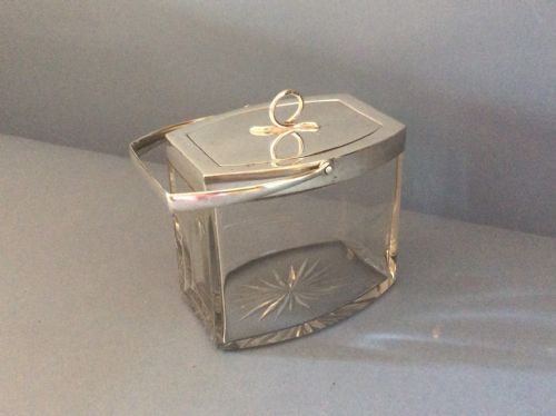 ANTIQUE ART DECO SOLID SILVER LIDDED BISCUIT BOXBARREL - ADDITIONAL PHOTO 1