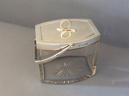ANTIQUE ART DECO SOLID SILVER LIDDED BISCUIT BOXBARREL - ADDITIONAL PHOTO 4