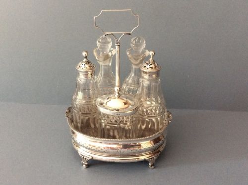 antique george iii solid silver cruet set - CATEGORY: ANTIQUE SILVER - DATED GEORGIAN