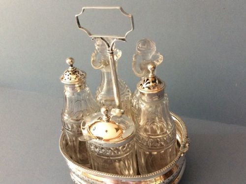 ANTIQUE GEORGE III SOLID SILVER CRUET SET - ADDITIONAL PHOTO 5