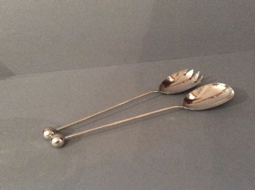PAIR OF ANTIQUE SOLID SILVER EDWARDIAN SALAD SERVERS - ADDITIONAL PHOTO 3