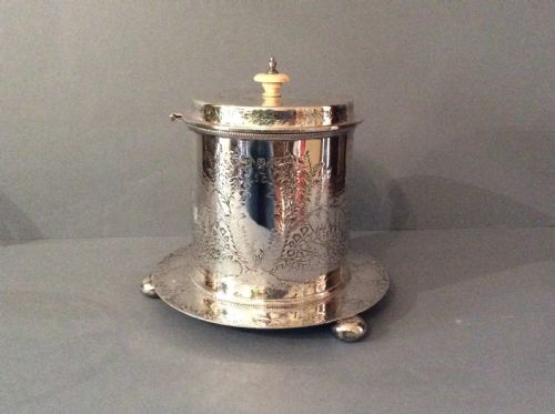 ANTIQUE EDWARDIAN SILVER PLATED BISCUIT BOXBARREL - ADDITIONAL PHOTO 2