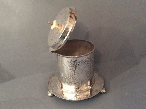 antique edwardian silver plated biscuit boxbarrel - CATEGORY: ANTIQUE BOXES - DATED EDWARDIAN