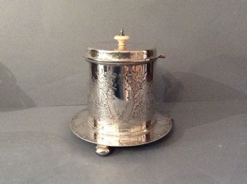 ANTIQUE EDWARDIAN SILVER PLATED BISCUIT BOXBARREL - ADDITIONAL PHOTO 3