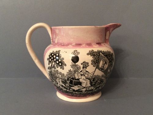 ANTIQUE 19TH CENTURY SUNDERLAND PINK LUSTRE JUG - ADDITIONAL PHOTO 1