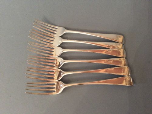 SIX ANTIQUE GEORGIAN SOLID SILVER DINNER FORKS BATEMAN - ADDITIONAL PHOTO 1