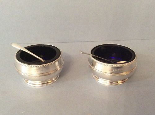 PAIR OF ANTIQUE SOLID SILVER OPEN SALTS - ADDITIONAL PHOTO 4