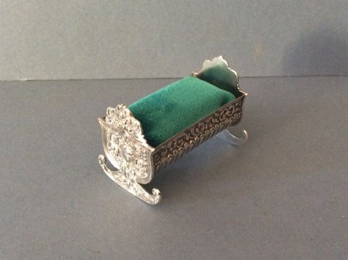 antique solid silver cradle crib pin cushion - CATEGORY: ANTIQUE SILVER - DATED VICTORIAN