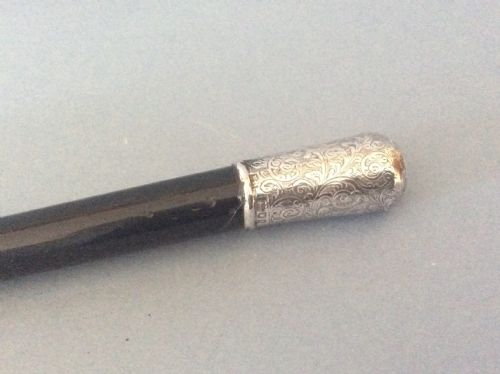 ANTIQUE EDWARDIAN SILVER MOUNTED EBONISED CONDUCTOR'S BATON - ADDITIONAL PHOTO 1