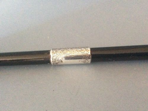 ANTIQUE EDWARDIAN SILVER MOUNTED EBONISED CONDUCTOR'S BATON - ADDITIONAL PHOTO 2