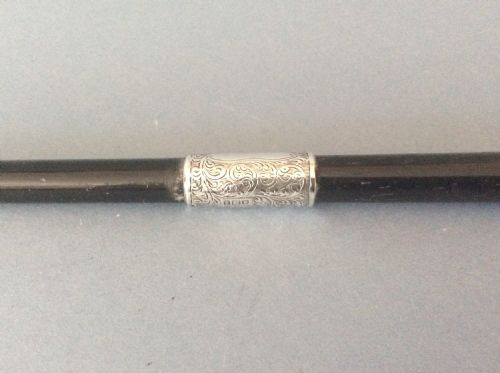 ANTIQUE EDWARDIAN SILVER MOUNTED EBONISED CONDUCTOR'S BATON - ADDITIONAL PHOTO 3