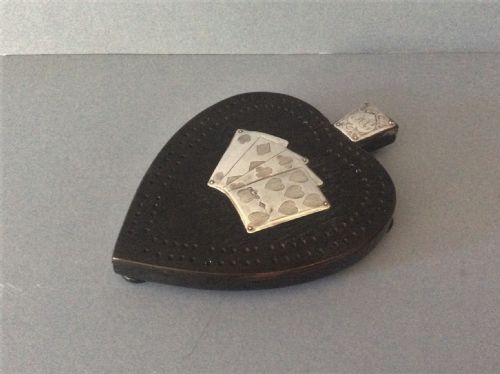 VICTORIAN HEARTSHAPED CRIBBAGE BOARD WITH SOLID SILVER DECORATION - ADDITIONAL PHOTO 4