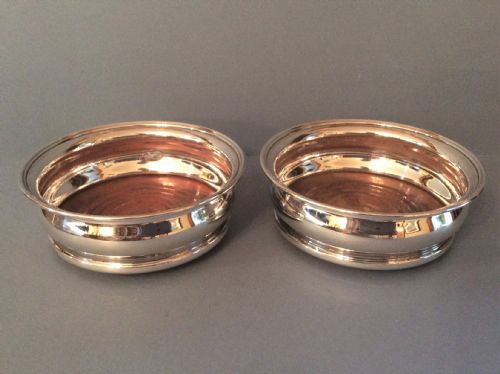 PAIR OF SOLID SILVER WINE BOTTLE COASTERS - ADDITIONAL PHOTO 4