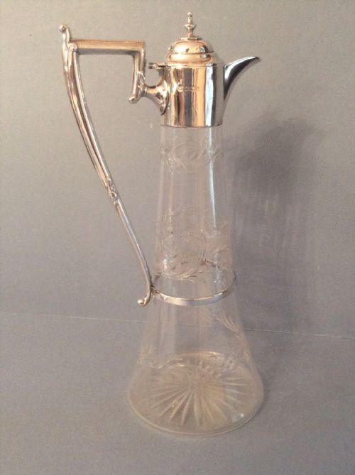 ANTIQUE VICTORIAN SOLID SILVER MOUNTED CLARET JUG - ADDITIONAL PHOTO 2