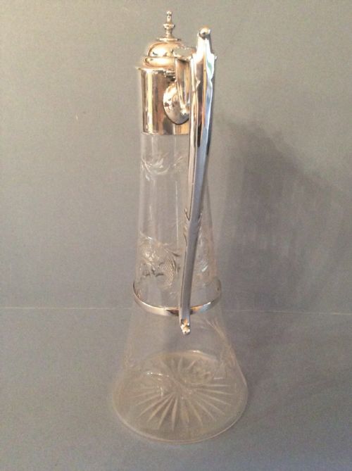 ANTIQUE VICTORIAN SOLID SILVER MOUNTED CLARET JUG - ADDITIONAL PHOTO 1