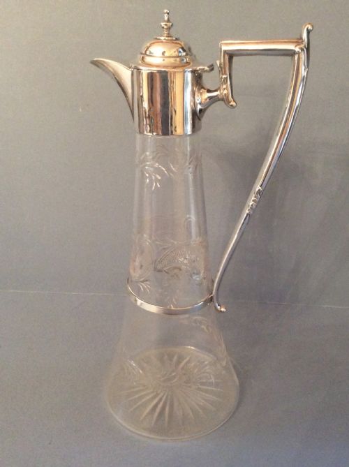 antique victorian solid silver mounted claret jug - CATEGORY: ANTIQUE SILVER - DATED VICTORIAN