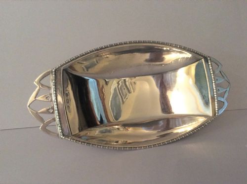 antique solid silver art deco pedestal tray - CATEGORY: ANTIQUE SILVER - DATED 1930