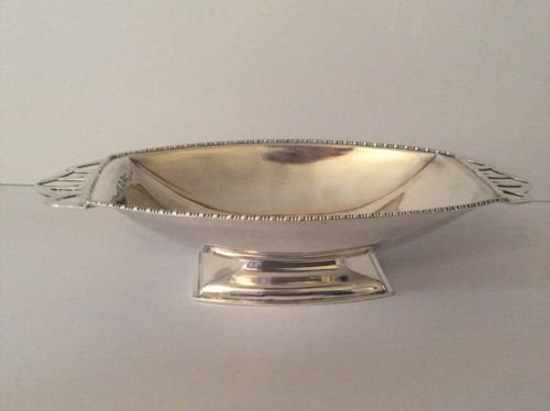 ANTIQUE SOLID SILVER ART DECO PEDESTAL TRAY - ADDITIONAL PHOTO 1