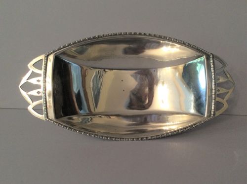 ANTIQUE SOLID SILVER ART DECO PEDESTAL TRAY - ADDITIONAL PHOTO 4
