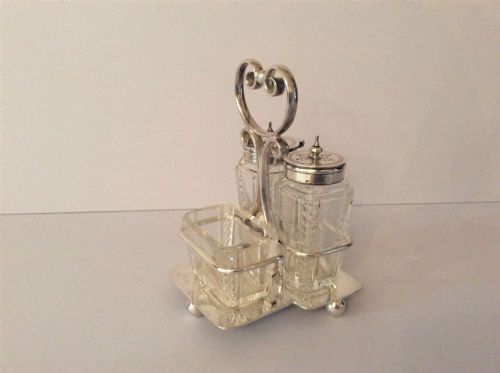 antique edwardian solid silver cruet set - CATEGORY: ANTIQUE SILVER - DATED EDWARDIAN