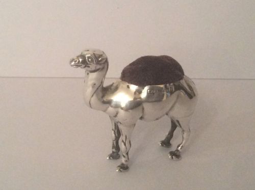 antique solid silver camel pin cushion - CATEGORY: ANTIQUE SILVER - DATED EDWARDIAN