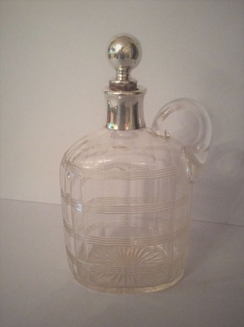 ANTIQUE SILVER MOUNTED VICTORIAN FLAGON OR FLASK - ADDITIONAL PHOTO 1