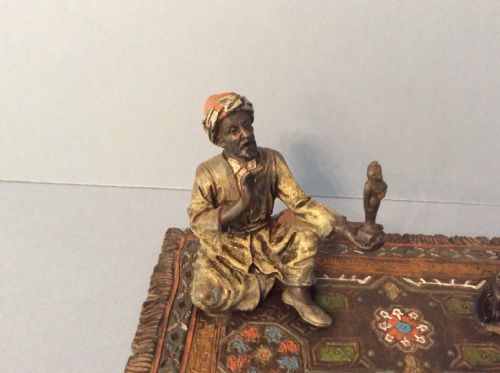 ANTIQUE BERGMAN BRONZE SEATED TRADER - ADDITIONAL PHOTO 1