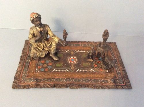 ANTIQUE BERGMAN BRONZE SEATED TRADER - ADDITIONAL PHOTO 5