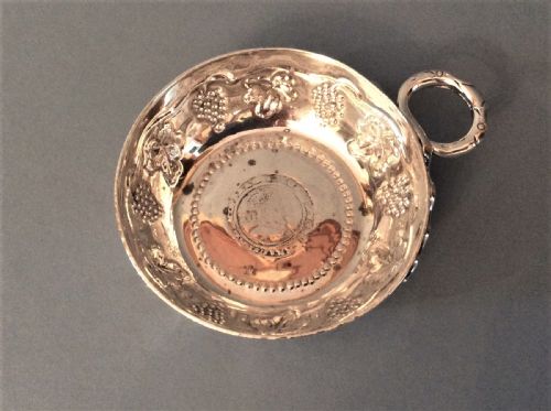 ANTIQUE SOLID SILVER WINE TASTER WITH GLASS LINING - ADDITIONAL PHOTO 1