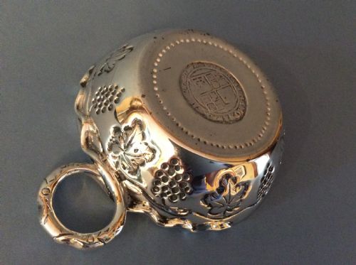 ANTIQUE SOLID SILVER WINE TASTER WITH GLASS LINING - ADDITIONAL PHOTO 2
