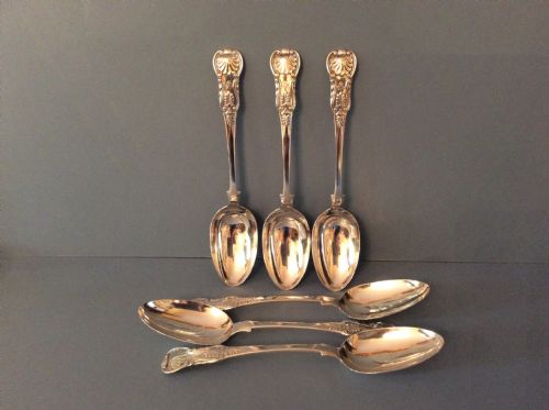 set of six newcastle antique silver serving tablespoons - CATEGORY: ANTIQUE SILVER - DATED VICTORIAN