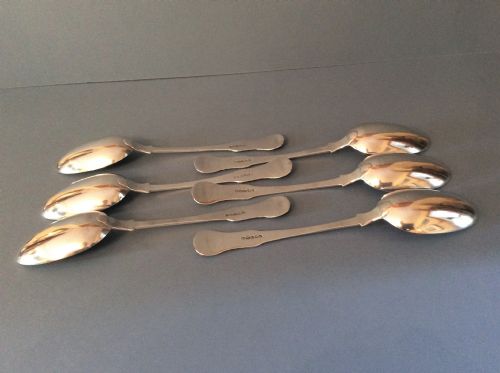 SET OF SIX NEWCASTLE ANTIQUE SILVER SERVING TABLESPOONS - ADDITIONAL PHOTO 5