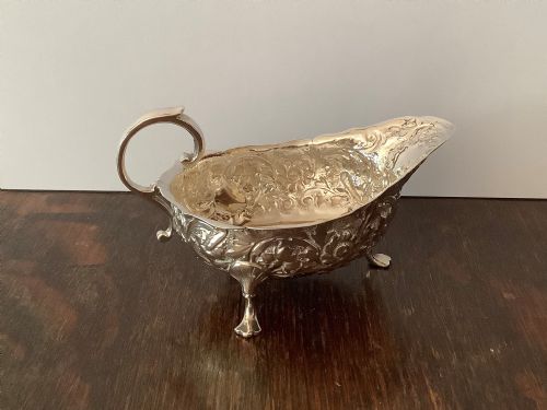 ANTIQUE VICTORIAN SOLID SILVER CREAM JUG BOAT - ADDITIONAL PHOTO 1