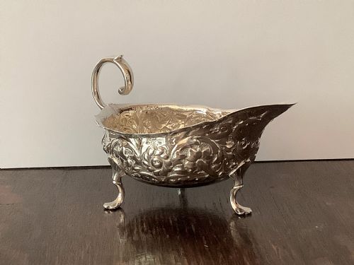 ANTIQUE VICTORIAN SOLID SILVER CREAM JUG BOAT - ADDITIONAL PHOTO 2