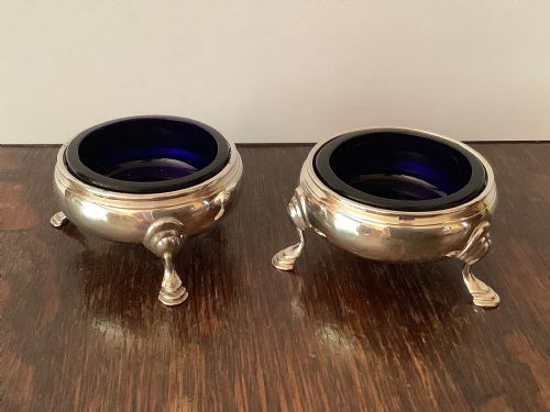 pair of antique georgian solid silver salts 1763 - CATEGORY: ANTIQUE SILVER - DATED GEORGIAN
