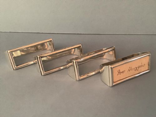 set of four silver sampson mordan napkin holdersname place markers - CATEGORY: ANTIQUE SILVER - DATED EDWARDIAN
