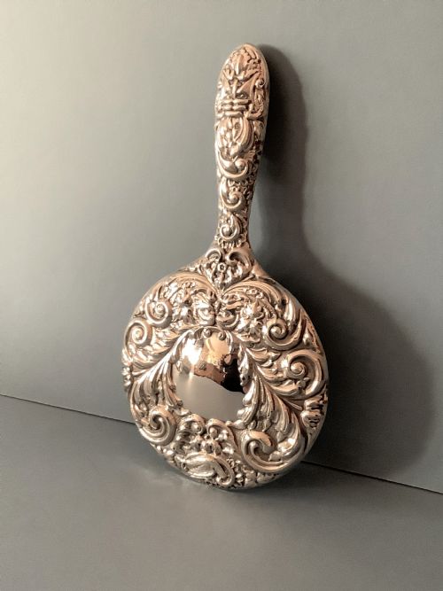 solid silver hand mirror - CATEGORY: ANTIQUE SILVER - DATED 1960