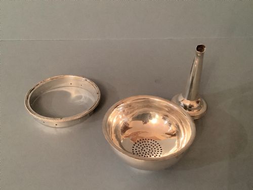 ANTIQUE SOLID SILVER GEORGIAN 3PART WINE FUNNEL AND STAND - ADDITIONAL PHOTO 2
