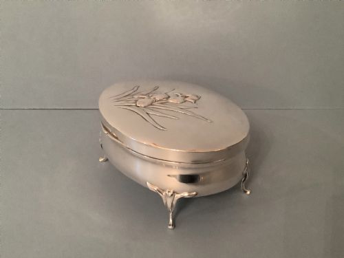 ANTIQUE SOLID SILVER ART NOUVEAU JEWELLERY BOX - ADDITIONAL PHOTO 3