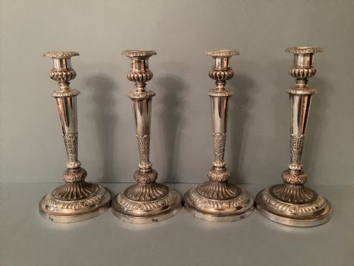 SET OF 4 OLD SHEFFIELD PLATE BOULTON CANDLESTICKS - ADDITIONAL PHOTO 6