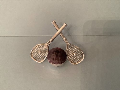 ANTIQUE SILVER TENNIS RACQUET PIN CUSHION 1912 - ADDITIONAL PHOTO 5
