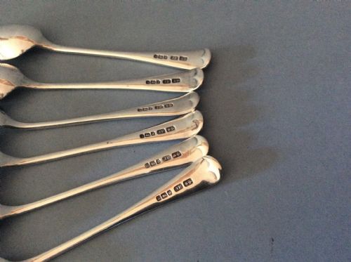 SET OF 6 ANTIQUE SOLID SILVER BRIGHT CUT TEASPOONS - ADDITIONAL PHOTO 2